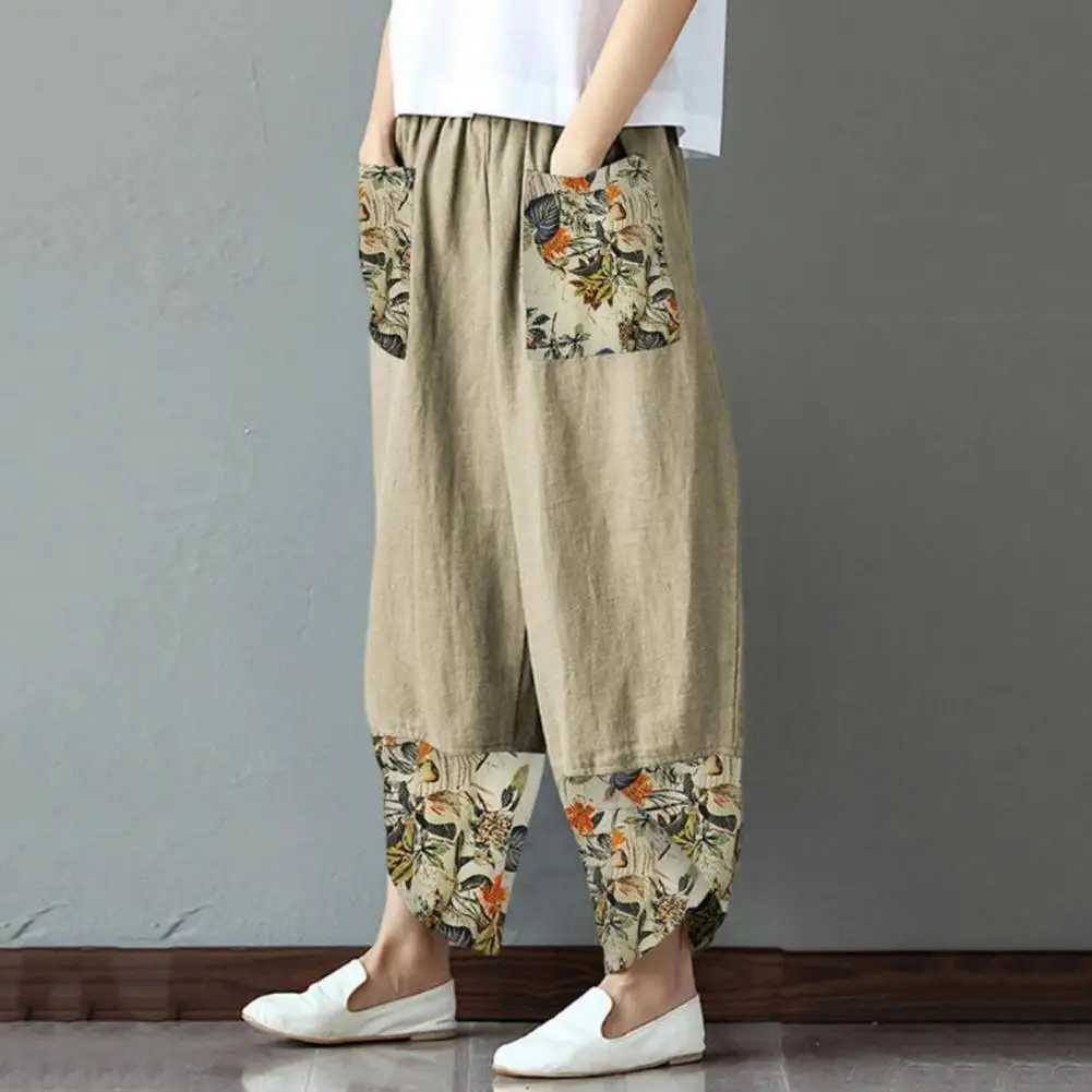

Stylish Wide Leg Pants All Match Comfy Women Patchwork Wide Leg Pants