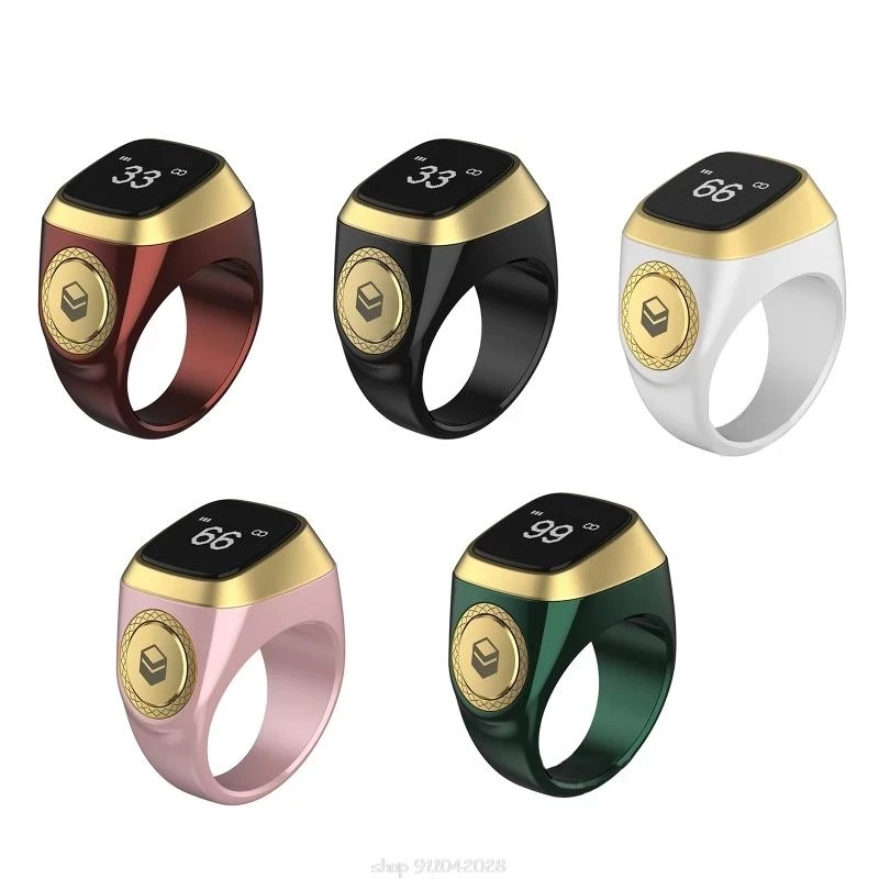 

App Support Digital Tasbeeh 5 Prayer Aluminum Alloy Smart Tasbih Tally Counter Oled Screen For Muslims Zikr Ring Smart Zikr Ring