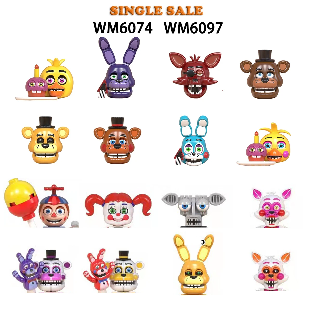 

Экшн-фигурки Fnaf 9 «пять ночей у Фредди», кубики для сборки, город Фокси, развивающие Мультяшные строительные блоки, игрушки WM6074 WM6097