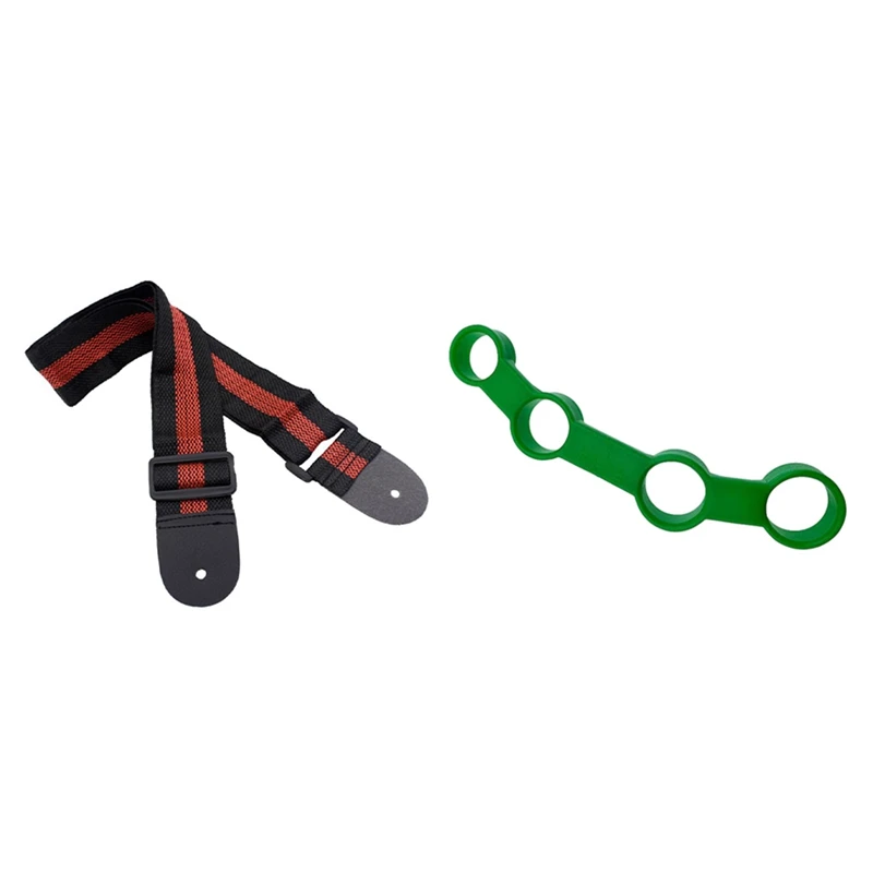 

1Pcs Guitar Straps Nylon Acoustic Guitar Strap & 1Pcs Guitar Finger Expansion Plastic Finger Sleeve Practing Tool