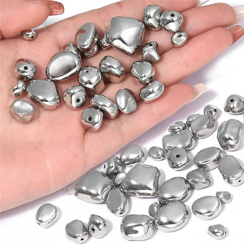 

Wholesale Silver Electroplating Loose Bead Imitation Metal Plastic Spacer Beads for Jewelry Making DIY Charms Necklace Bracelet