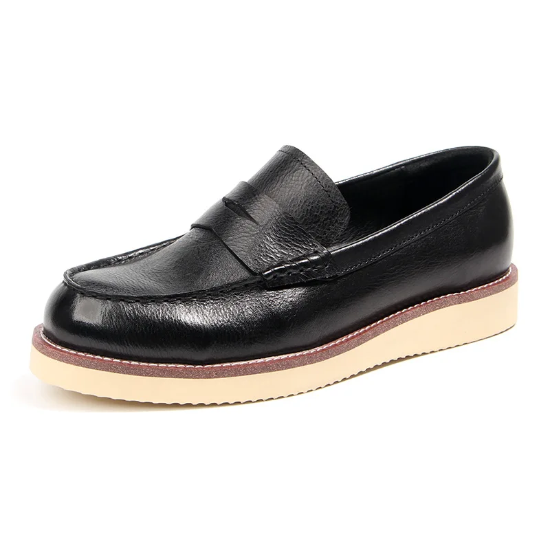 

Luxury Fashion Men's Loafers Genuine Leather Business Casual Shoes Comfortable Platform Men Leather Formal Shoes Retro Moccasins