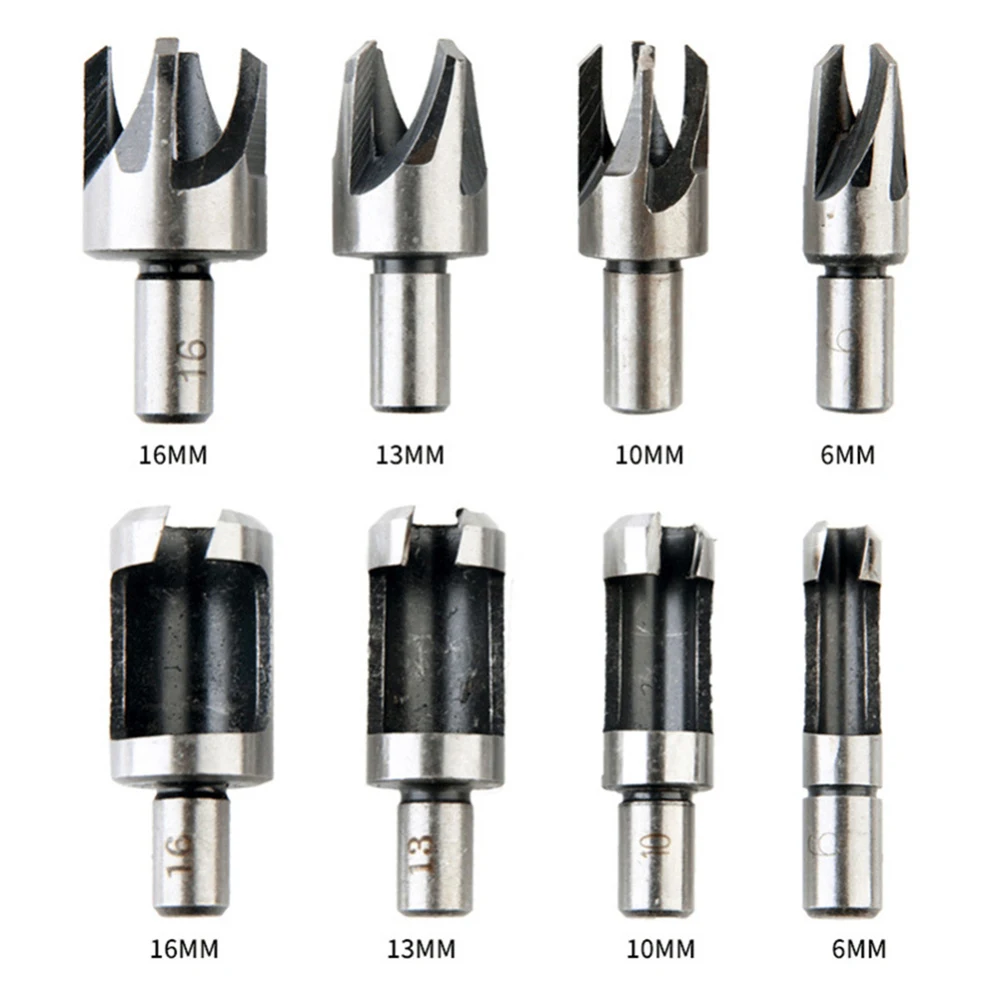 

4pcs 6mm 10mm 13mm 16mm Standard Tyle Wood Plug Hole Cutter Drill Claw Type HCS Woodworking Hole Opener Plug Cutter Set