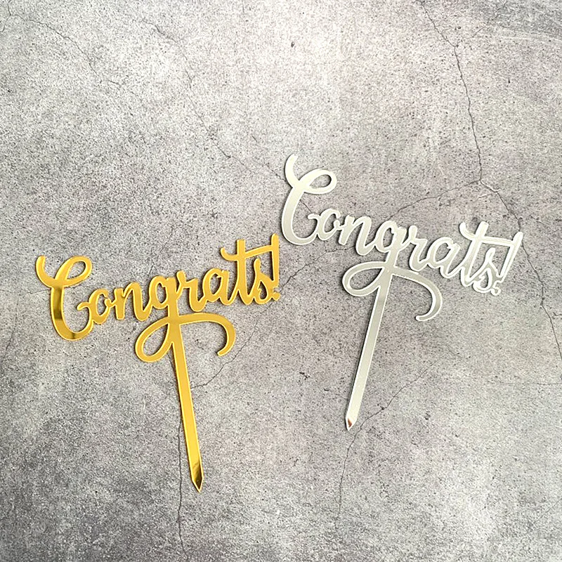 

Congrats Acrylic Cake Topper Gold Sliver Celebrate Cake Topper For Birthday Wedding Graduation Congrats Party Decorations