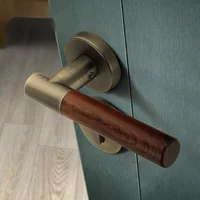 Classic Thick Interior door lock simple wood grain bathroom handle door lock silent lock solid open door lock