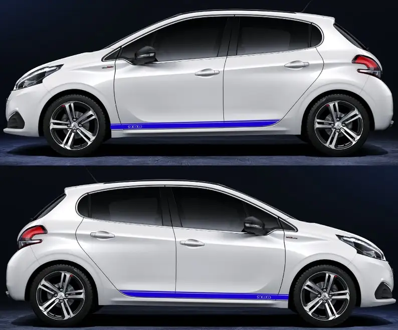 

Спортивная наклейка, наклейка, боковые двери, полосы, совместимы с Peugeot 208