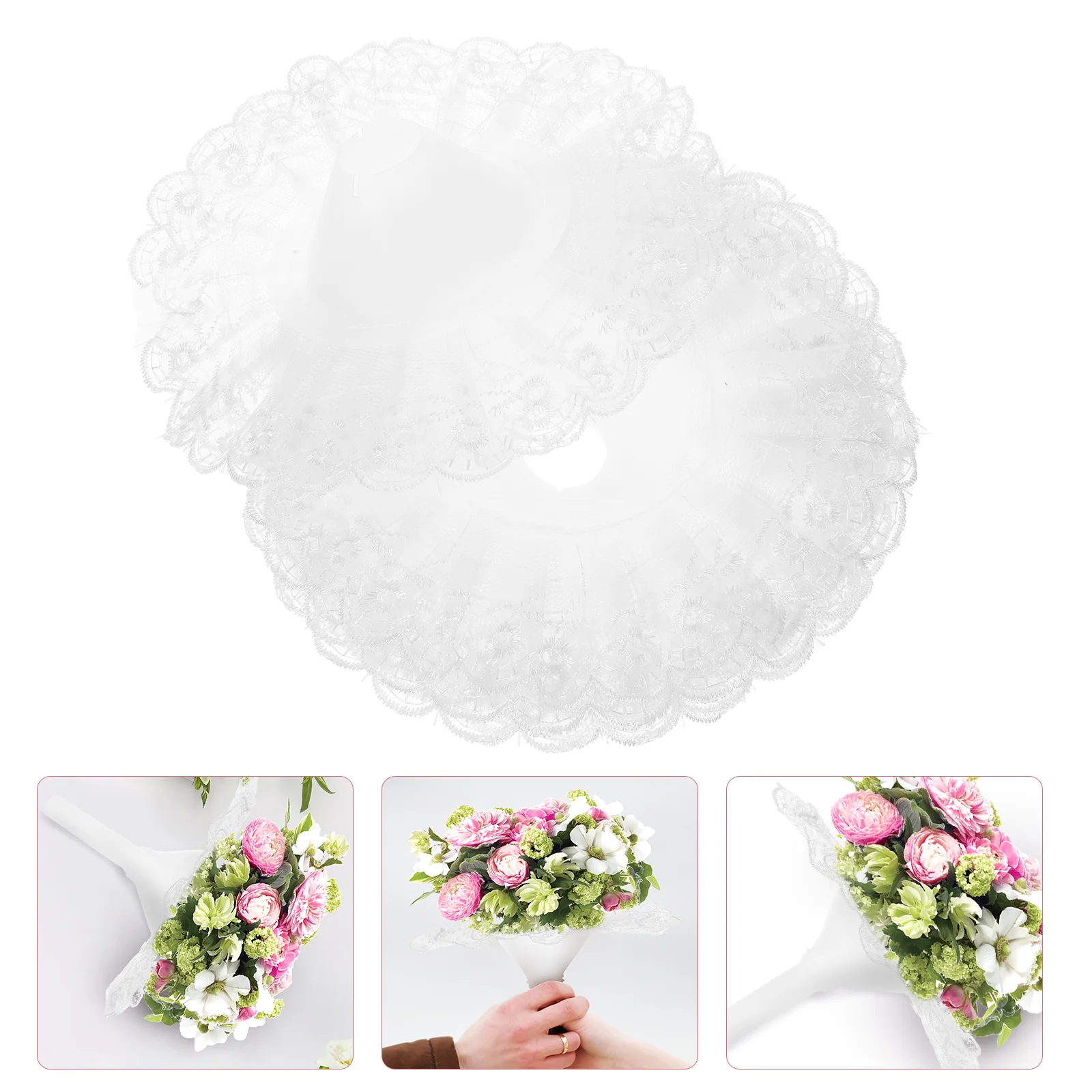 

Wedding Lace Collar Bouquet Cuffs Collar Lace Bridal Decoration Bride Edge Tulle Floral Foam Artificial Flowers