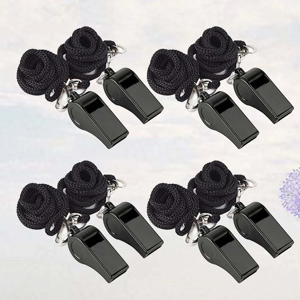 

8pcs Portable Whistles with Rope Emergency Whistles for Referee Hiking Camping