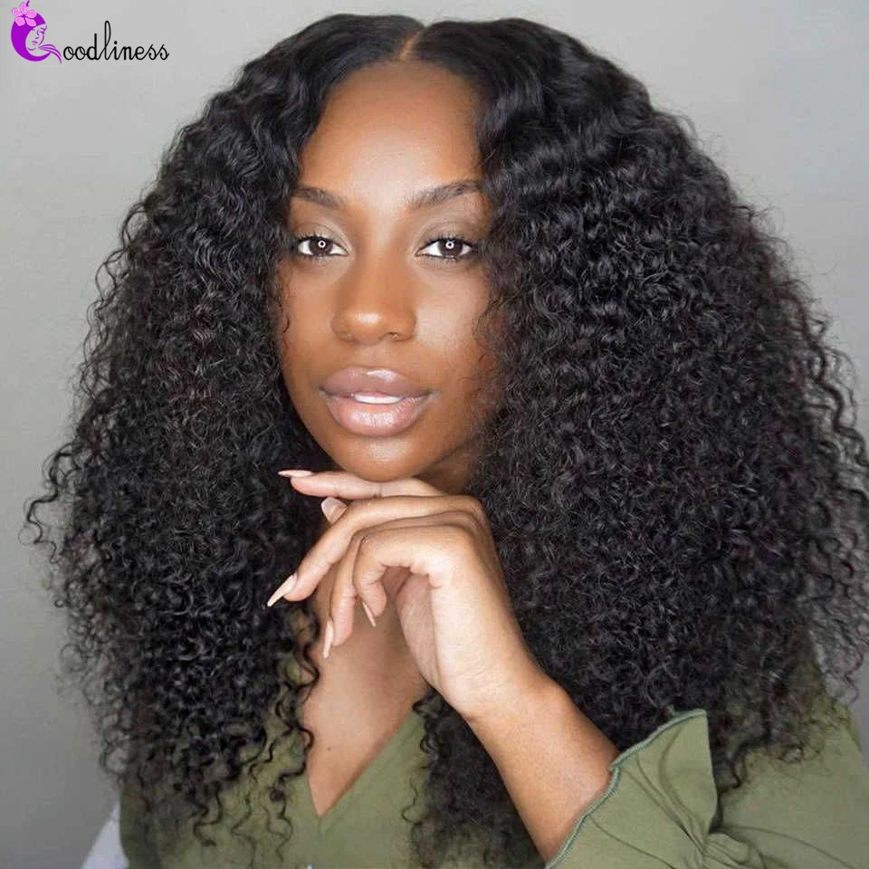 Afro Kinky Curly Wig Human Hair Wigs For Women 4X4 HD Lace Closure Mongolian Curly Hair Glueless 13x4 Lace Front Wig 180 Density