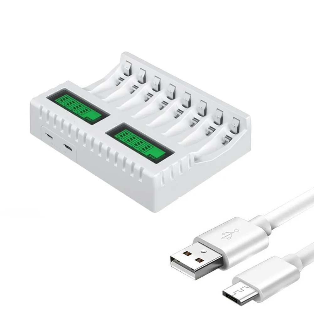 Зарядное устройство с ЖК-дисплеем 8 слотов для NiMNiCd аккумуляторов AAA/AA безопасная