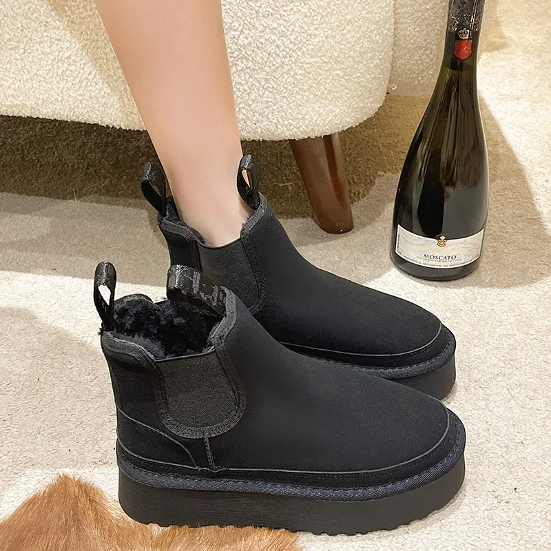 Роскошная брендовая женская обувь зимние ботинки бархатная теплая хлопковая