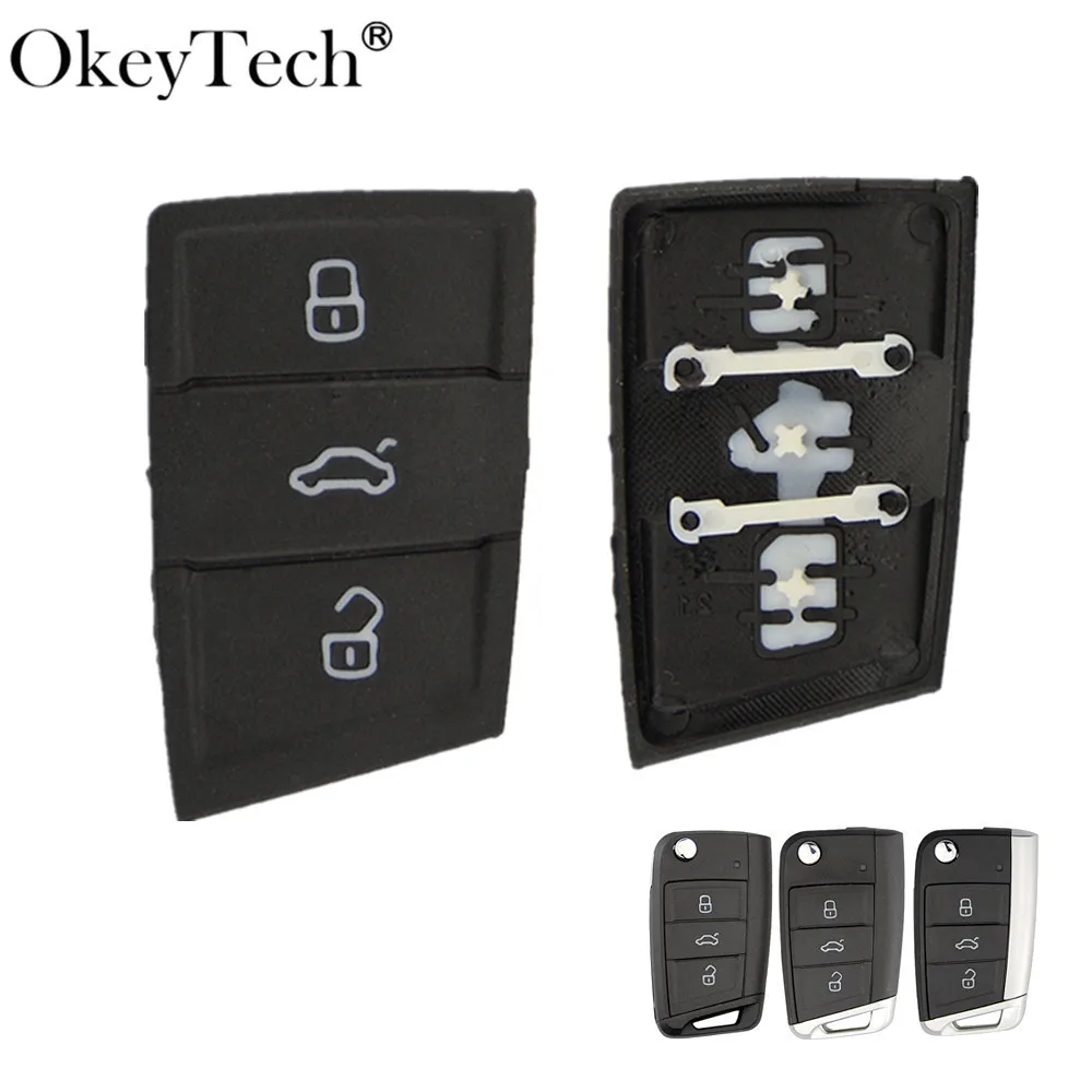 

Okeytech 3 Buttons Remote Rubber Car Key Pad For VW Golf 7 4 5 Mk4 6 For Skoda Octavia For Seat Leon Ibiza Altea Key Fob