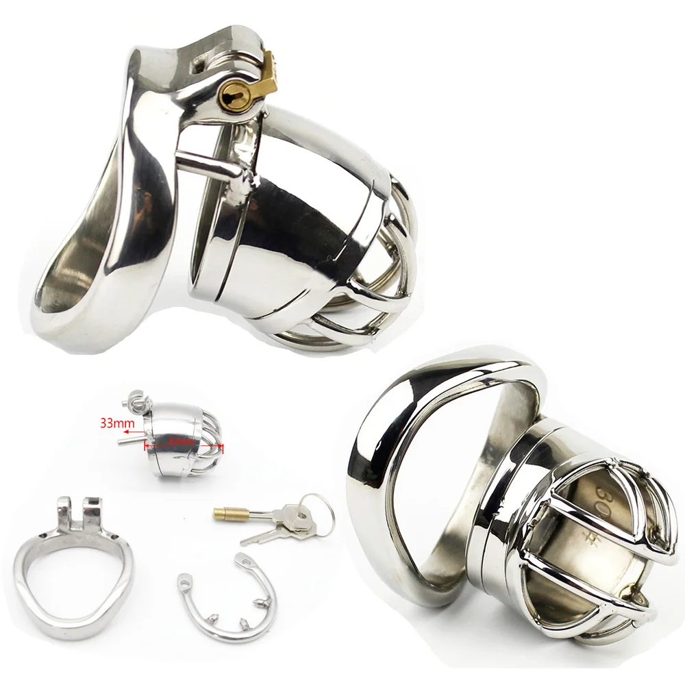 

Male Stainless Steel Lockable Cock Cage with Anti-drop Loop Penis Ring BDSM Bondage Chastity Device Adult Sex Toys for Men