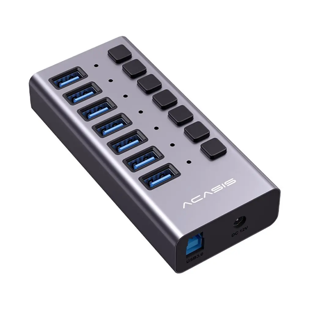 

Промышленный концентратор USB 3,0 7/10/13/16 алюминиевый переключатель с адаптером питания 12 В и поддержкой зарядного устройства для MacBook Pro