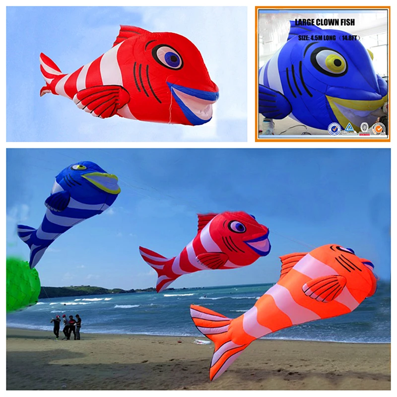 Бесплатная доставка 3d клоун рыба воздушный змей кулон надувной катушка