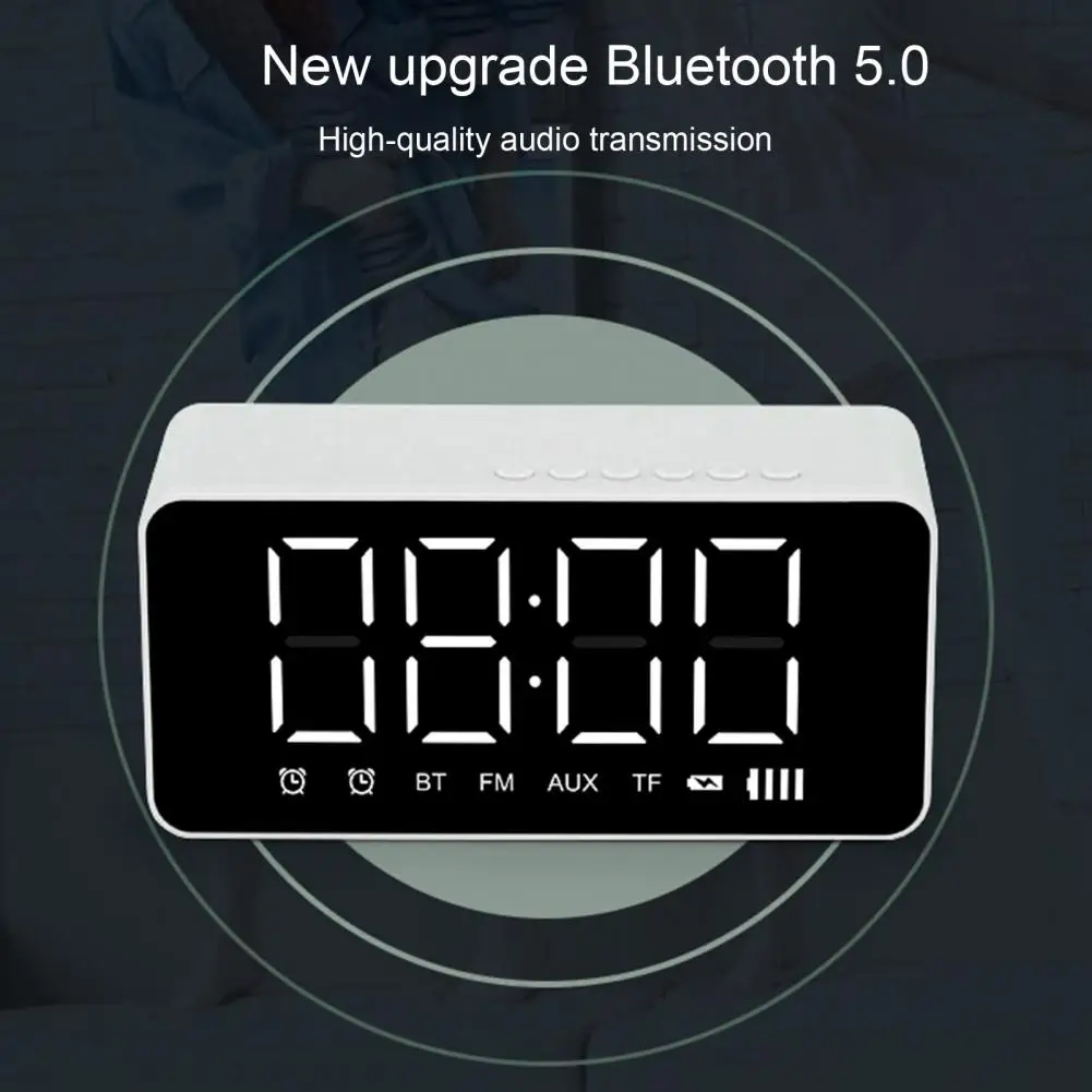With Heavy Bass Wireless Bluetooth Speaker Table Clock Time Led Display Loudspeaker For Office