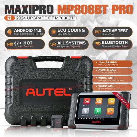 Профессиональный автомобильный сканер Autel MP808BT PRO 2025 года, двунаправленный сканер OBD2, кодирование ЭБУ, обновленное обслуживание 38+ MP808BT