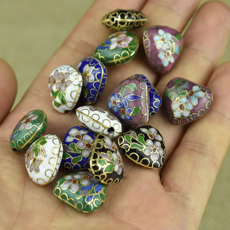 10pcs Fine Cloisonne Heart Love Beads for Jewelry Making Supplier Enamel Accessories DIY Earrings Bracelet Necklace Pendants