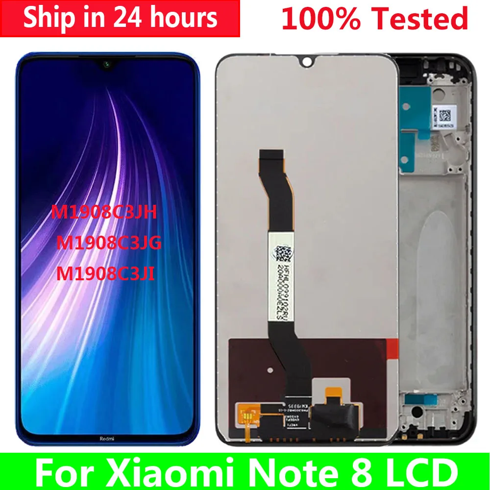 Для Xiaomi Redmi Note 8 M1908C3JH M1908C3JG ЖК-дисплей с рамкой и сенсорной панелью в сборе для
