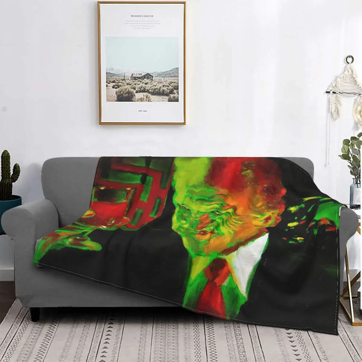 

Vincent Price-colcha a cuadros de The Monster Club para cama, edredones para sofá, manta de verano, colcha de Picnic
