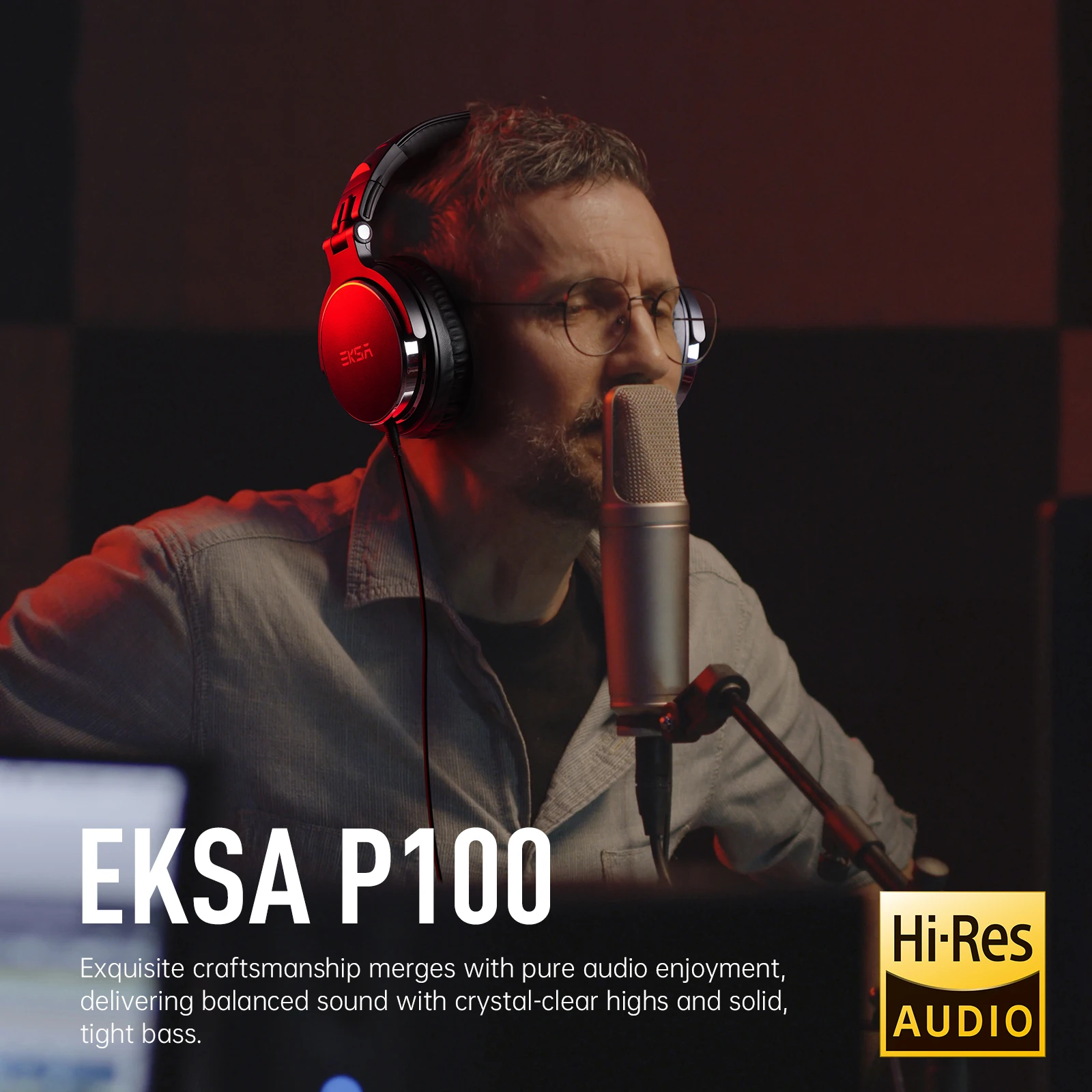 Фото Проводные наушники EKSA P100 Studio DJ, накладные, стерео, Hi-Res Audio, с микрофоном №2