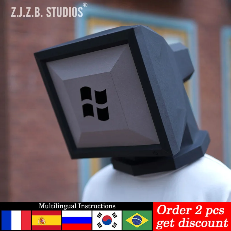 

Pre-cut Computer Mask Headgear Paper Model,3D Ornaments Papercraft Art Costume Party Cosplay,Handmade DIY Adult Craft RTY124