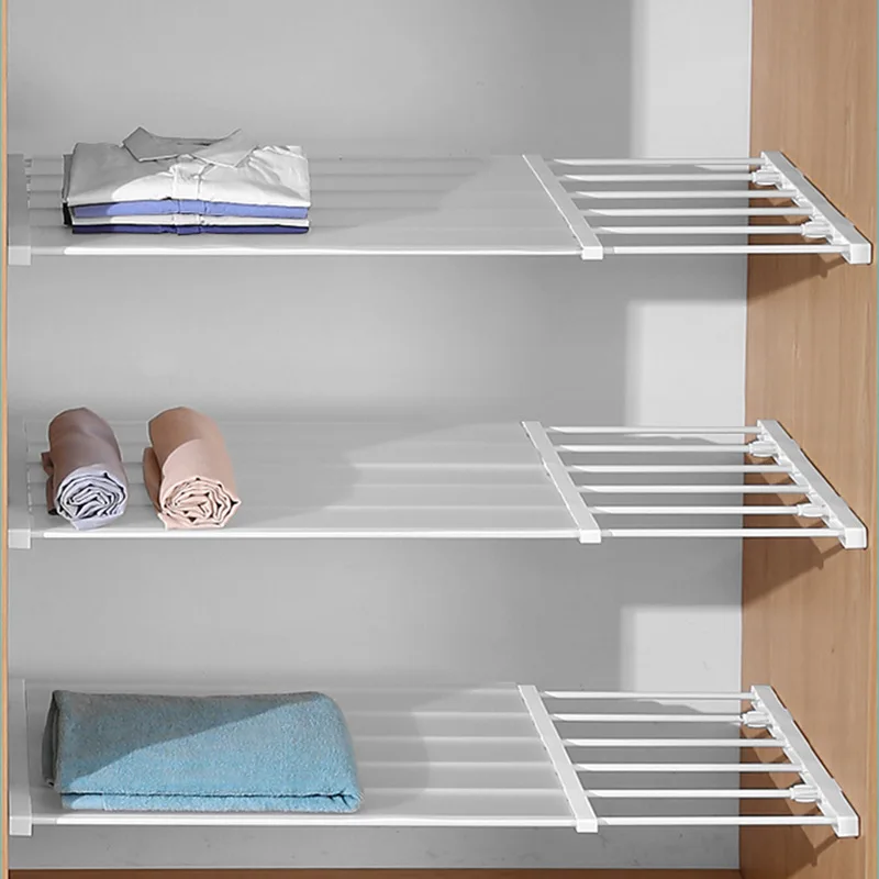 Cloths Shelf Closet Storage Rack Tension Adjustable Shelves Expandable Wardrobe Separator For Cabinet Household