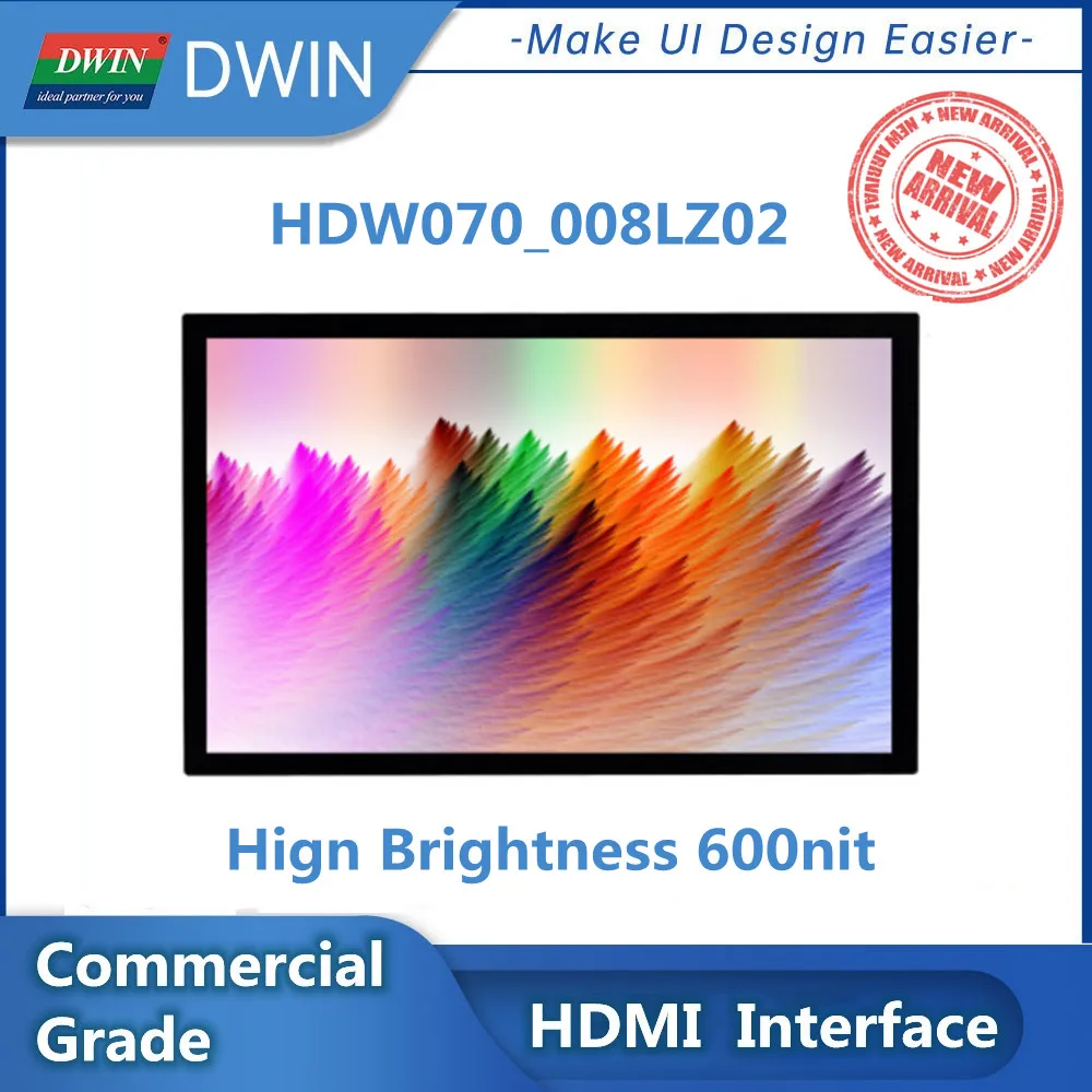 New Arrival DWIN 7.0 Inch HDMI Multimedia Display With 600nit Higt Brightness, 1024*600, IPS Screen With CTP - HDW070_008LZ02