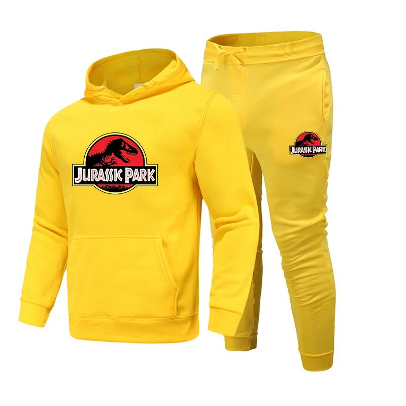 

Autumn and winter new JURASSK PAPK printed hooded sweater and pants two-piece men's casual sports comfortable trend suit
