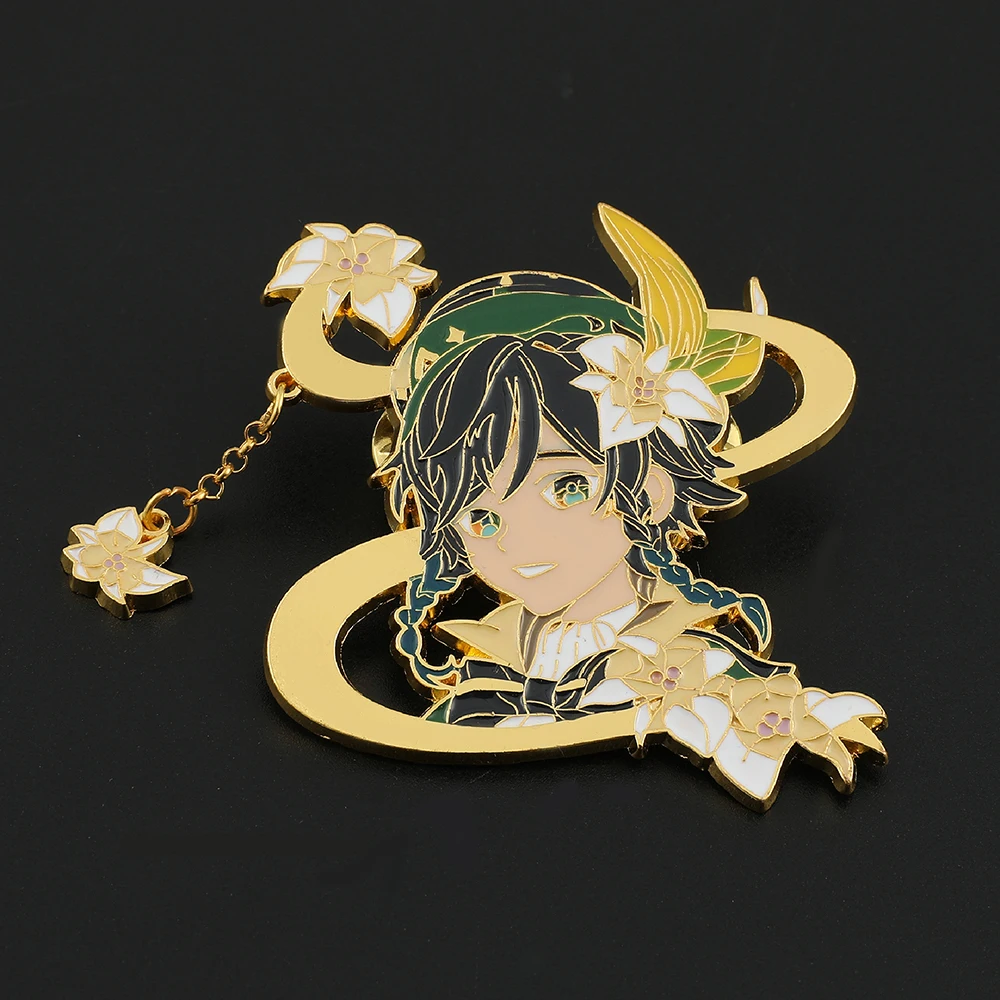 Брошь на пуговице-цепочке с кисточкой Genshin