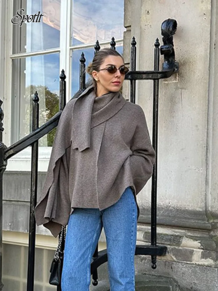 Женское шерстяное пальто Marron с накидкой и воротником