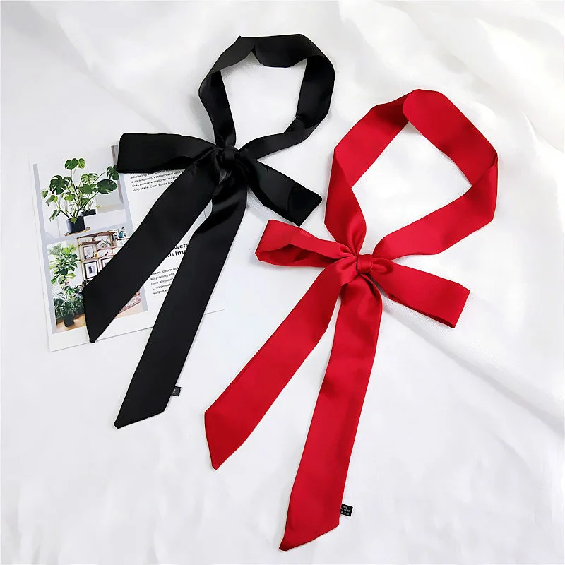 

Solid Color Hairband Bag Scarfs Ladies Long Skinny Wrist Ribbon Hair Scarf For Women 4*195CM Fashion Headband Neck Scarves 2022