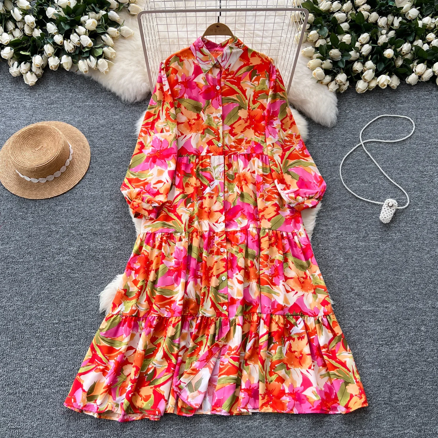 Женское винтажное облегающее платье Элегантное однобортное с отложным