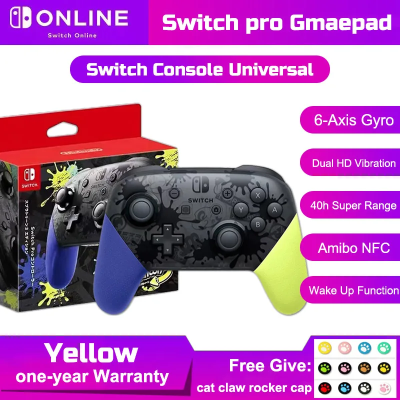 

Беспроводной контроллер для Nintendo Switch Pro с функцией включения и включения, 6-осевой гироскоп, HD, вибрация, Bluetooth геймпад