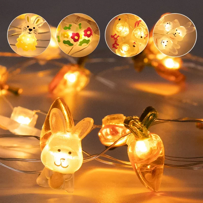 

2022 Easter Decorations for Home Rabbit Led String Light Bunny Easter Eggs Light Kids Easter Gift Happy Easter Party Favor Decor