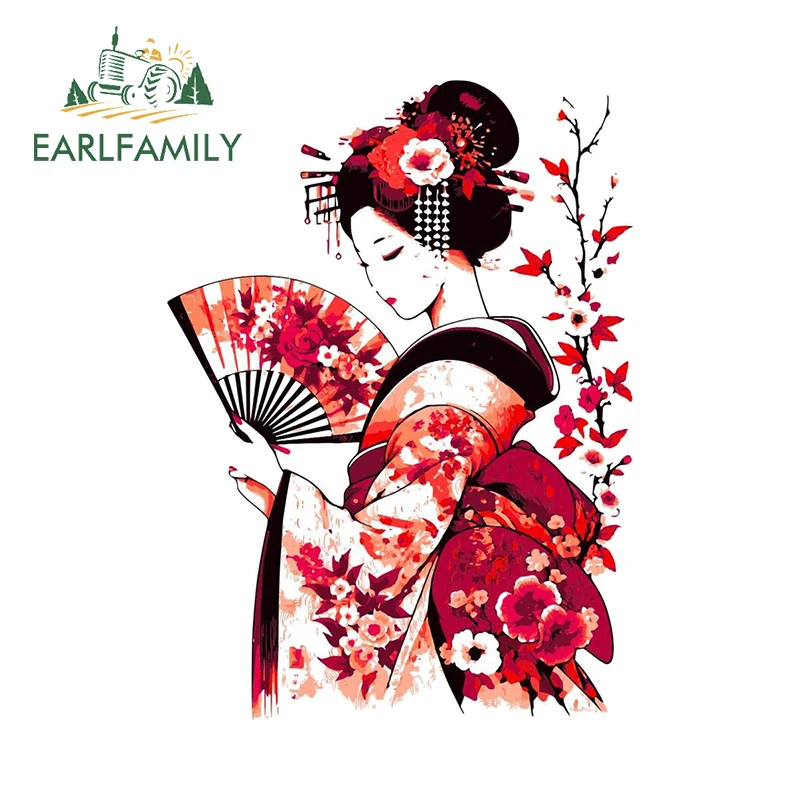 EARLFAMILY для красивой девушки Сакура Цвету Морская волна Автомобильные наклейки Граффити Модные наклейки Автомобильные этикетки Accesorios Para Auto