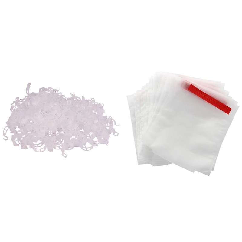 

150Pcs Plant Support Garden Clips,Tomato Vine Clips With 100Pcs Fruit Protection Bag, Non-Woven Net Barrier Bag 20X25cm