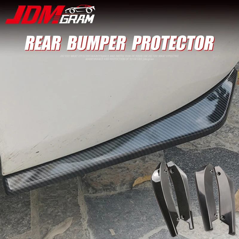

Universal Car Rear Bumper Lip Protector Diffuser Splitter Spoiler 2pcs Carbon Fiber Wrap Angle Scratch Auto Exterior Accessories