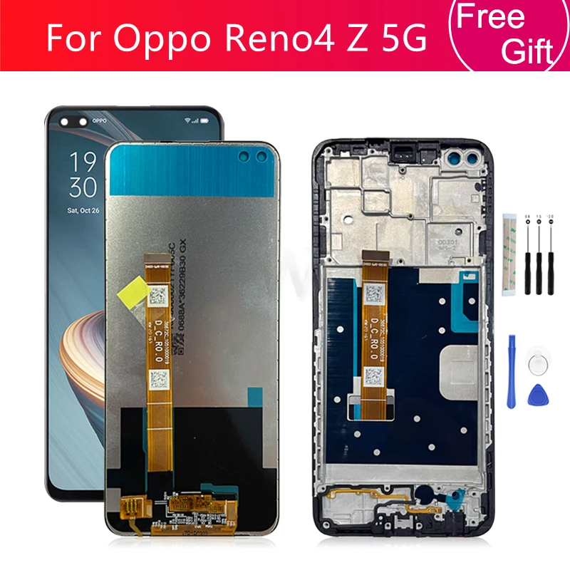 Для OPPO Reno4 Z 5G LCD дисплей с рамкой CPH2065 запасные части для ремонта экрана 6,57