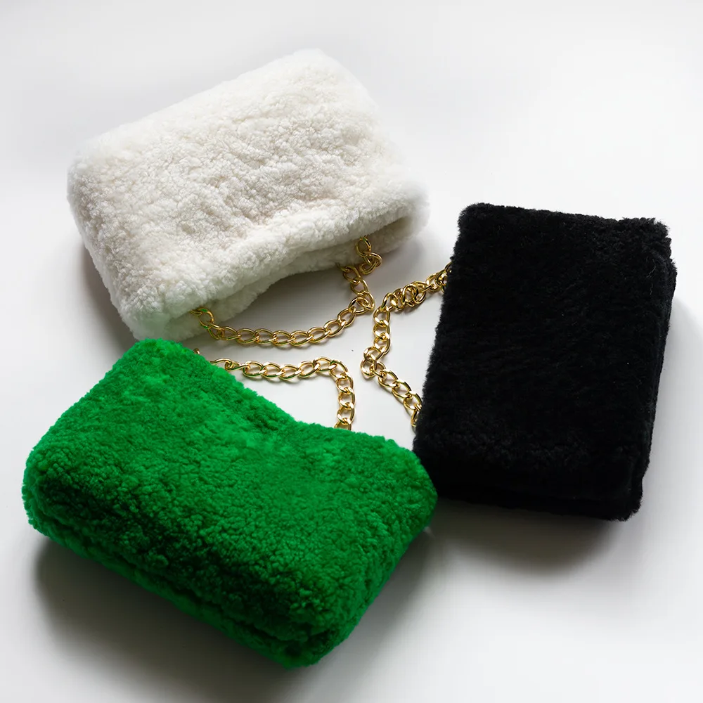 

LEWISIA Winter New Design Women's Lamb Fur Luxury Fur Small Bag Cute Mini Handbag Crossbody Plush Girls' Bag