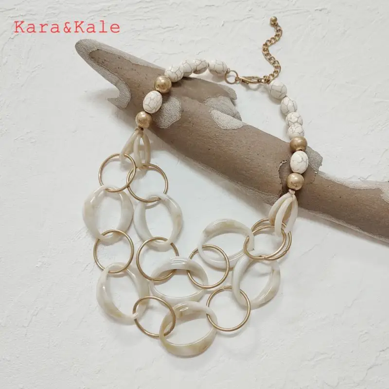 

Kara&Kale Boho Layered Necklaces Natural Stone Necklaces Acrylic Chains Stone Necklaces Ethnic Style Handmade Jewelry