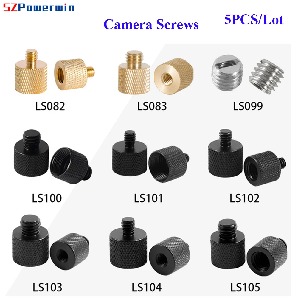 

Powerwin 5pcs/Lot 1/4" 3/8" 5/8" Camera Screw Adapter Male to Female Mount for DSLR Tripod Monopod Quick Release Plate Stands