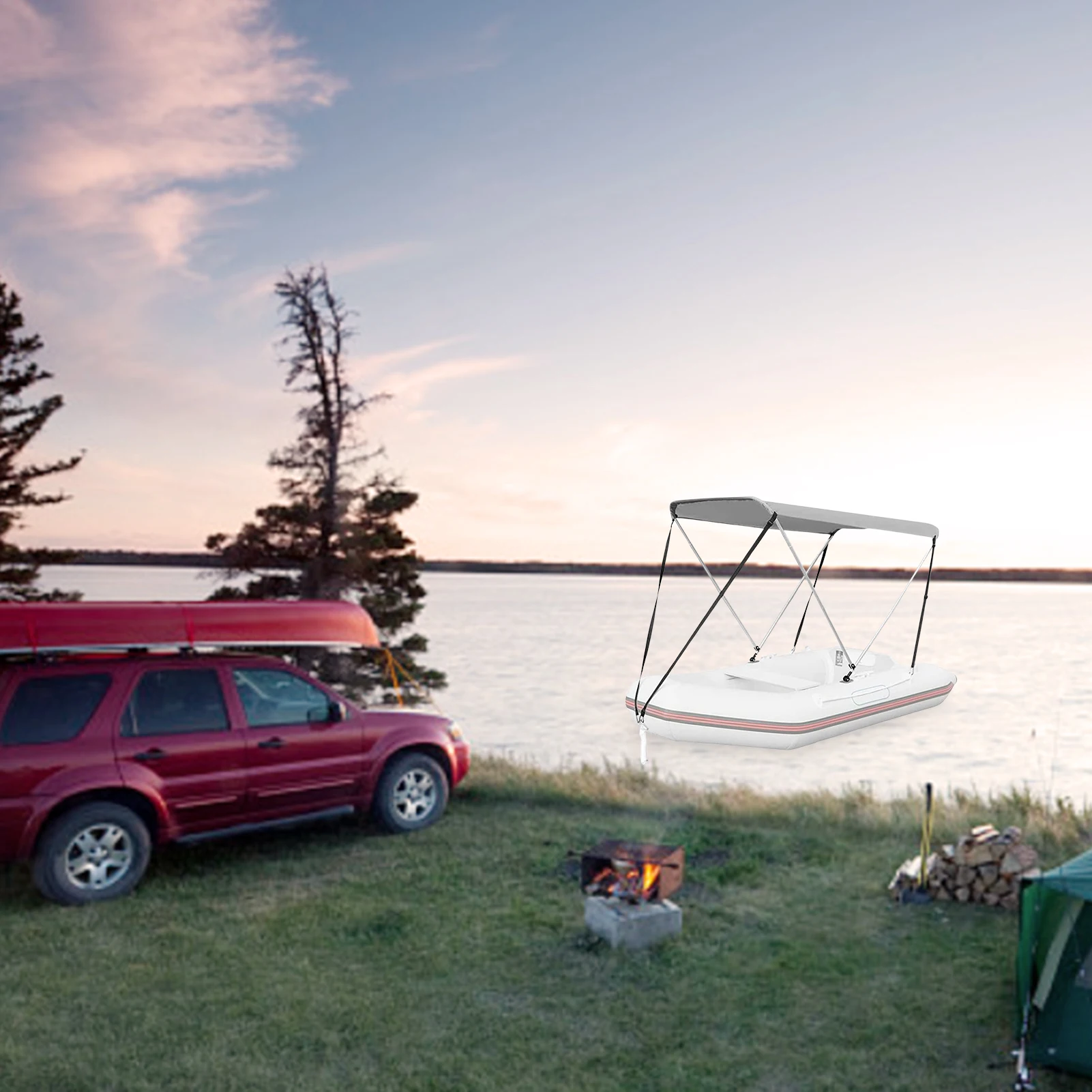 Boat Sun Shade Shelter Iatable Kayak Awning Canopy With Coating Sun Shade Portable Sailboats Tarpaulin Waterproof And UV