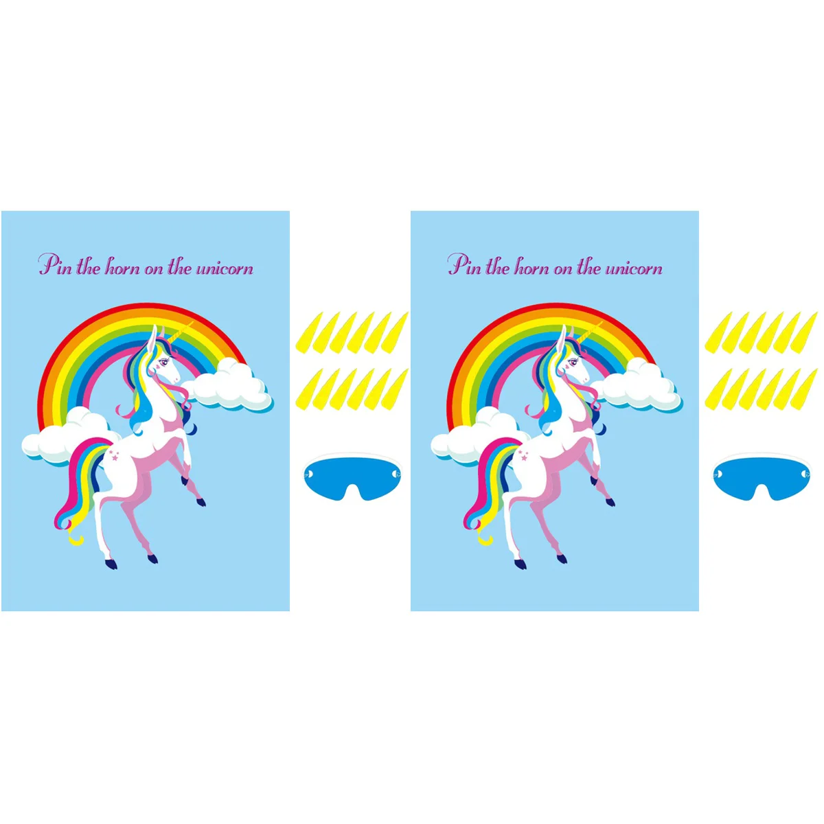

2 Sets Party Game Pin The Horn on The Kids Birthday Party Supplies
