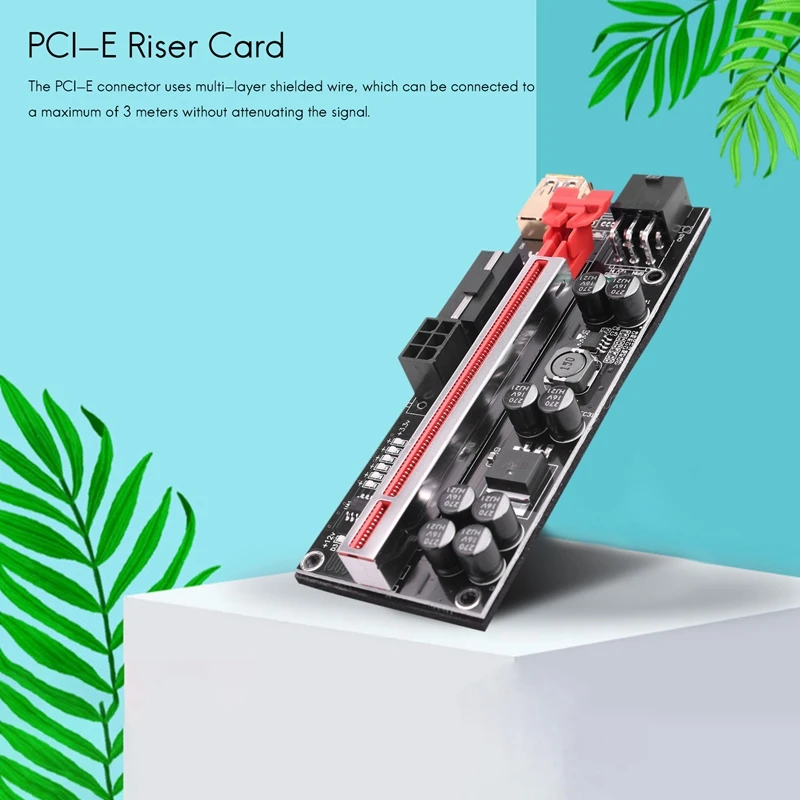 VER009C PLUS usb 3.0 PCI-E Райзер Экспресс 1X до 16X адаптер карта SATA 15 контактов 6 питания
