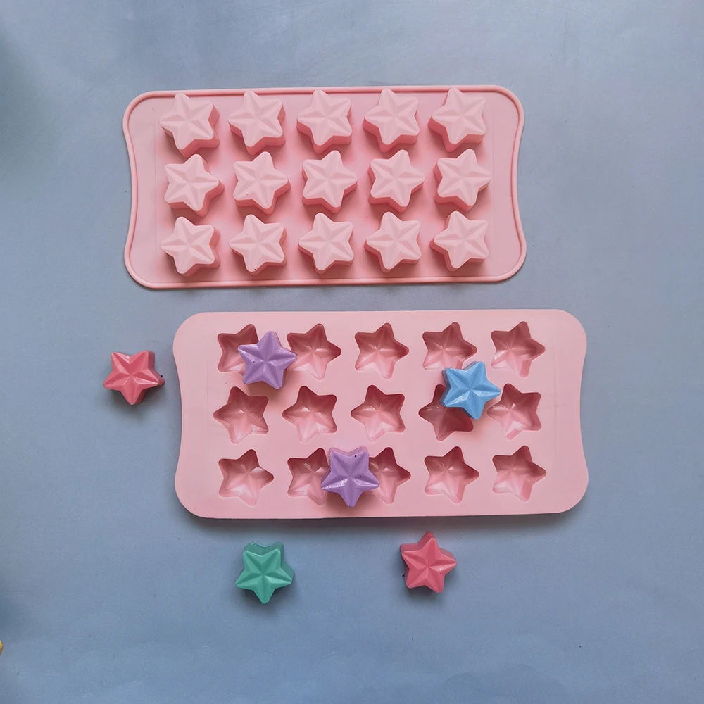 

15 Holes Chocolate Mold Candy Mold Silicone Five-pointed Star for Jelly Fudge Truffle Ice Cube Baking Tools