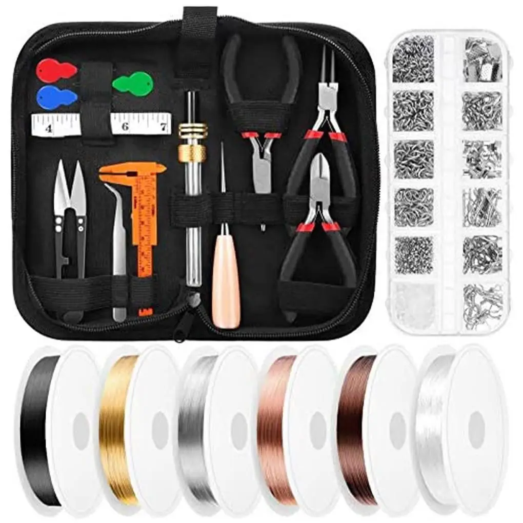 

Jewelry Making Tools Set Tweezers Plier Scissors For DIY Bracelet Necklace Earrings Jewelry Making Kits with Oxford Cloth Bag