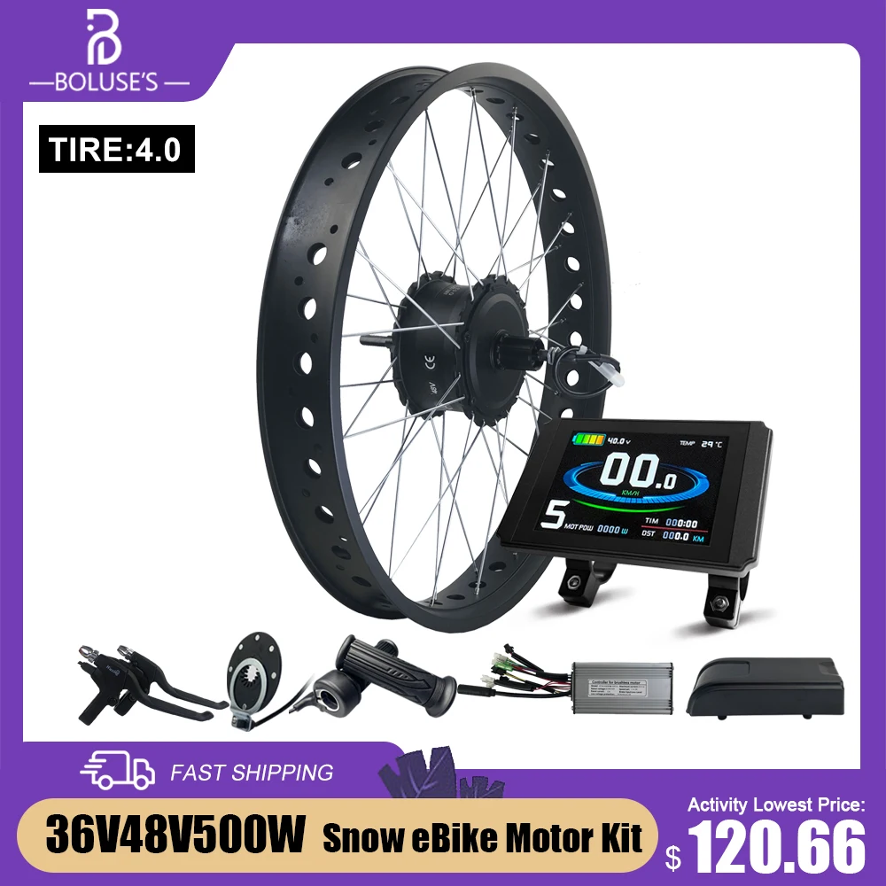 

Fat Tire E-bike Conversion Kit 36V48V500W Rear Cassette Hub Motor Wheel for Electric Bike 20'' 26'' Brushless Gear