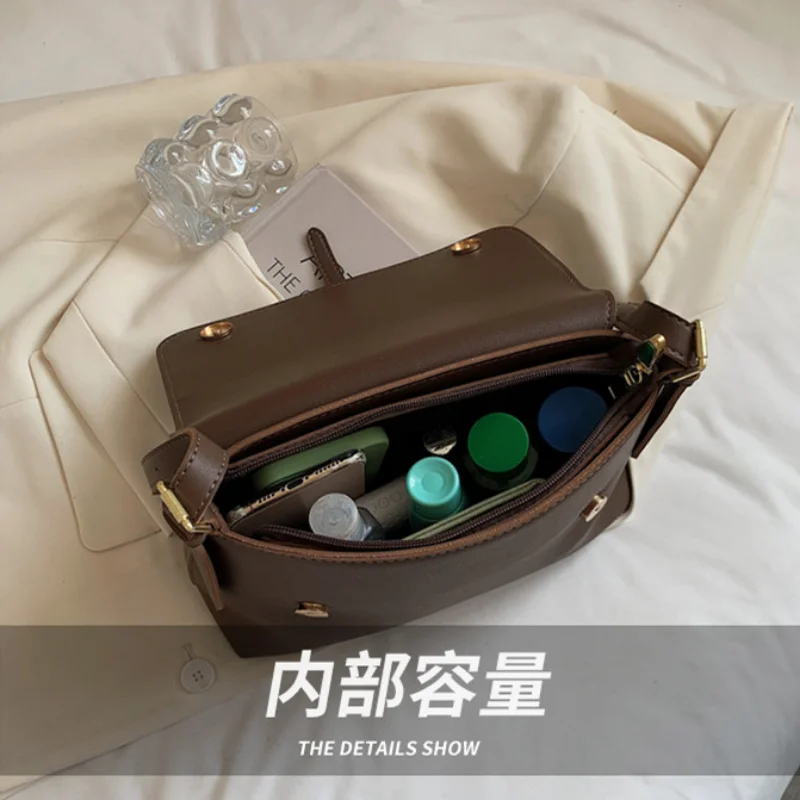 Female PU Retro Large Capacity Bag Simple Crossbody Bags for Women Shoulder Armpit Small Square Bag الحقيبة женский bolsa mujer