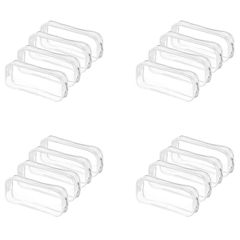 

16 Pcs Clear Pencil Case Big Capacity Transparent Pen Pencil Bag PVC Pen Pencil Zipper Pouches
